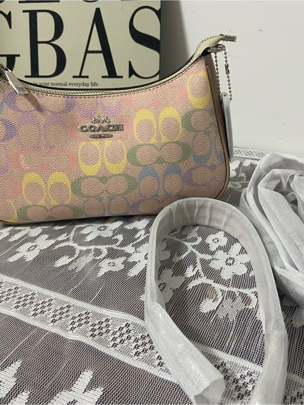 Coach Multicolor Pastel Signature Shoulder Bag - Pink, Yellow, Green, Blue